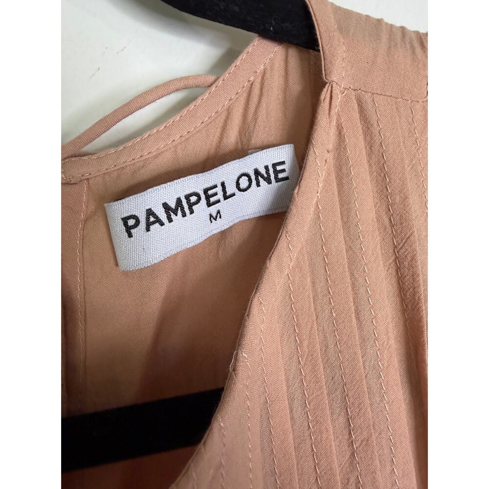 Pampelone Perle Midi Dress Beige Peachy Cotton Tiered Resort Beach Size Medium - Picture 3 of 8